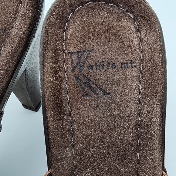 Vintage White Mountain Studded Heeled Mules Size 8.5 Brown Leather Clogs Y2K - Picture 11 of 14